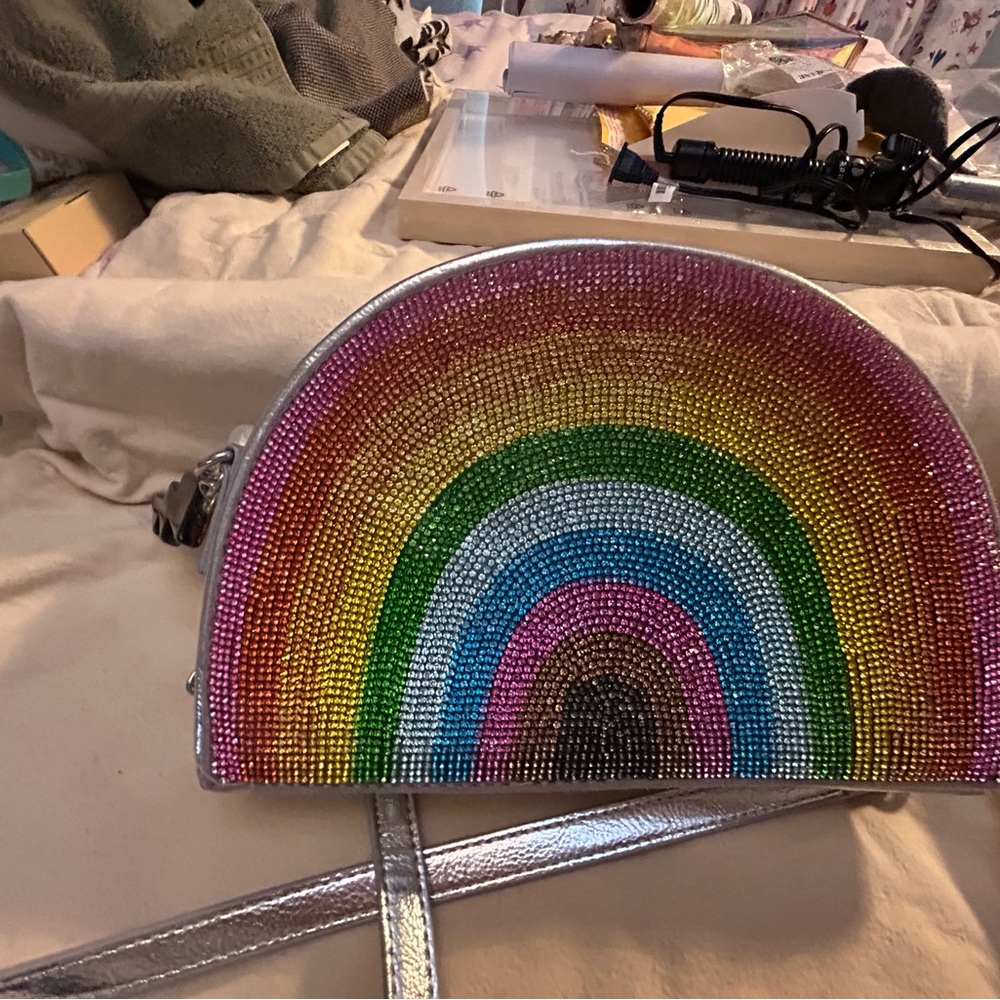 Colorful Rainbow Beaded Crossbody Bag